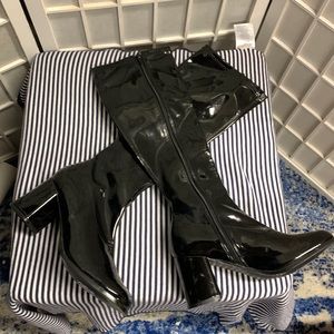 Black patent go-go style mid-calf boot. Like new, used for 2 fashion shows.